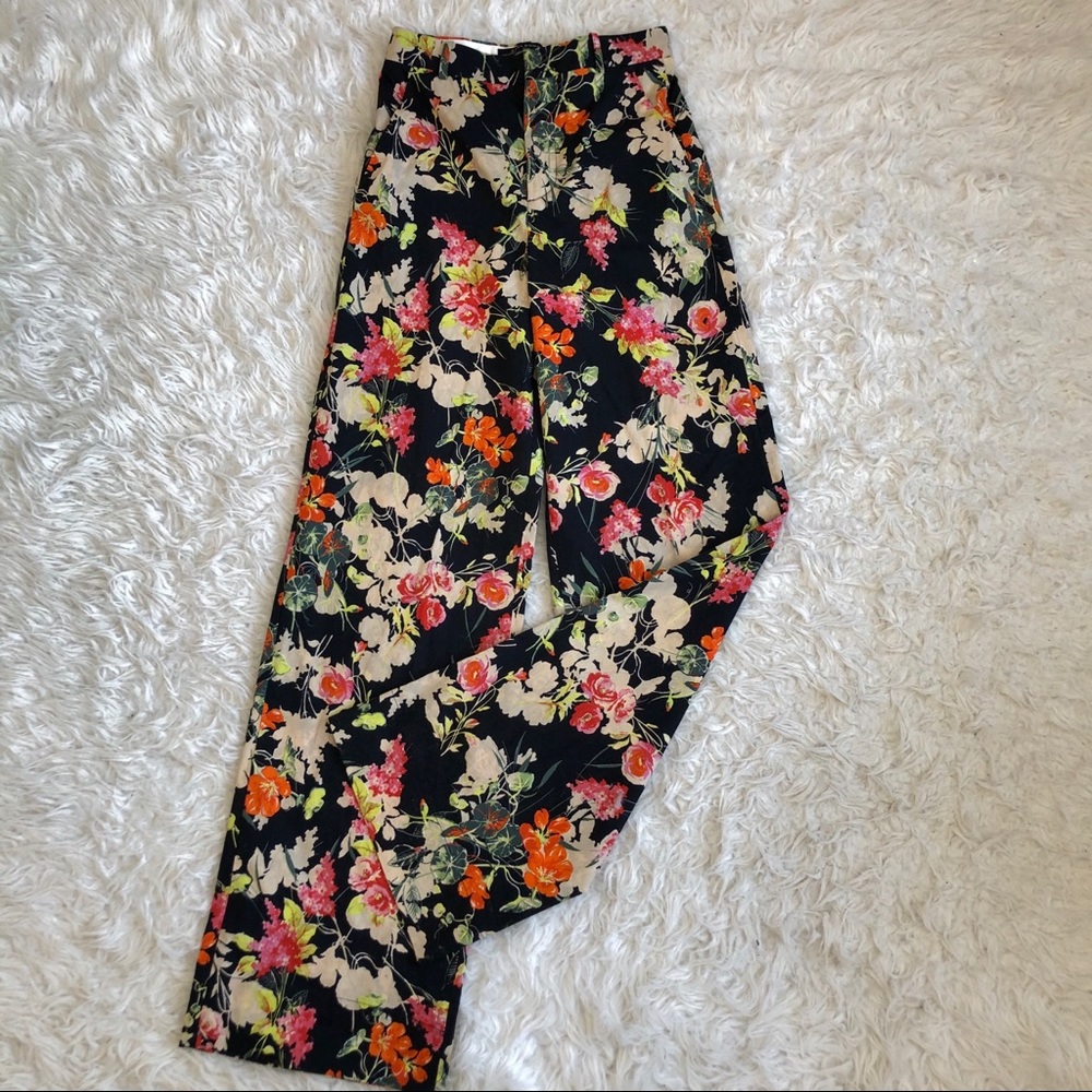 Zara High Waisted Wide Leg Floral Pants